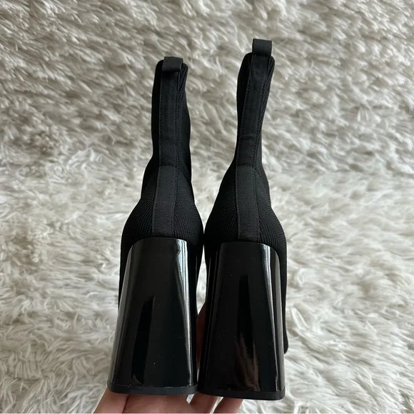 Cape Robbin Faina Knit Sock Boots Block Heel Pointed Toe Black Size 7 New In Box - Picture 6 of 9